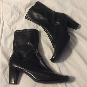 Classic Pleather Black Heeled Boots